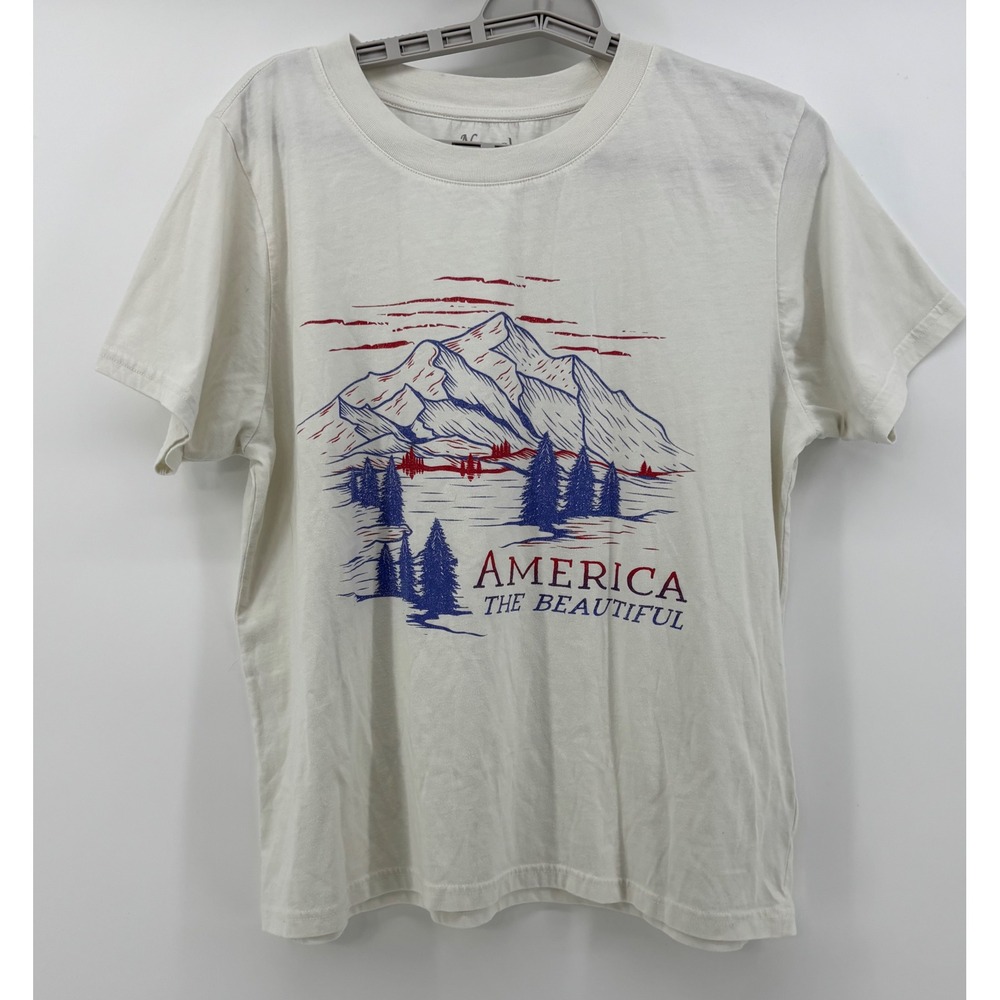 Natural Reflections Women Large T-Shirt White America The Beautiful Mountains
